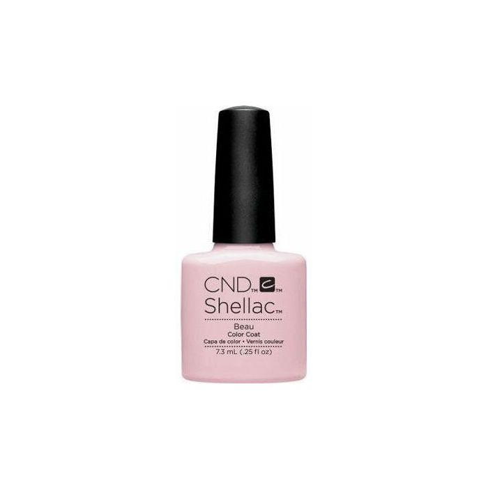 CND Shellac Beau nude-roze gellak met natuurlijke uitstraling, perfect voor French Manicure en bridal nails, tijdelijk verkrijgbaar met 50 procent korting.