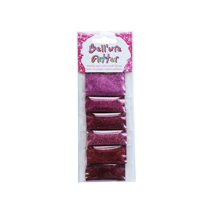 Bell’Ure Glitter Palette – Purple to Deep Red (6 zakjes)