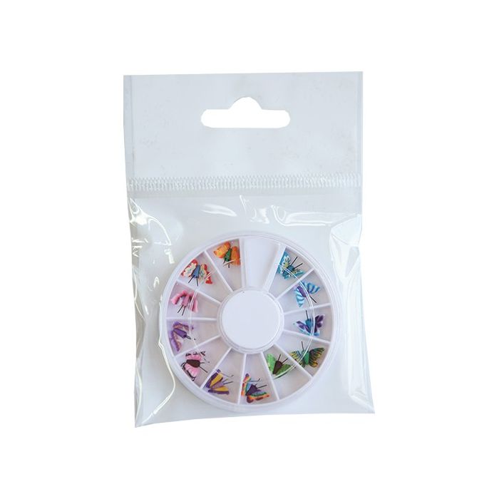 Bell’ure nail art vlinders decoratie wiel met kleurrijke 3D vlinder nail decorations voor gel en acryl nagels