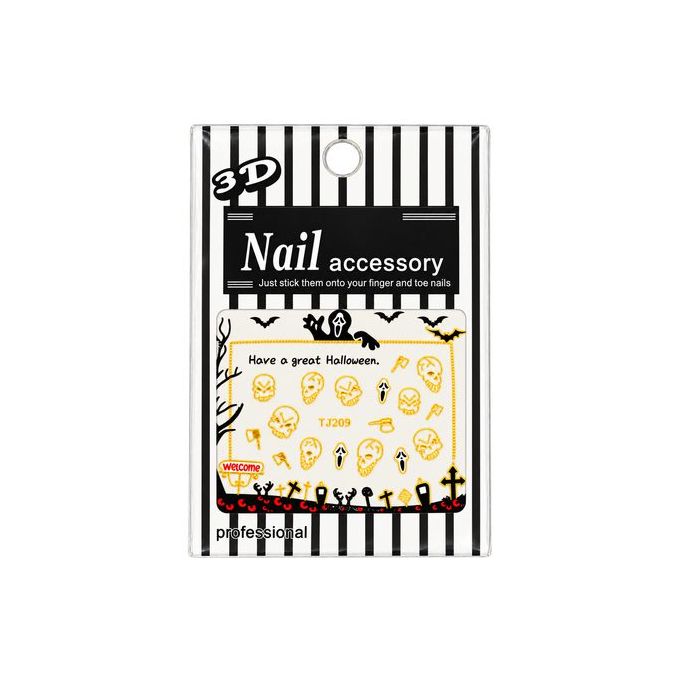 Bell'ure Halloween nagelsticker met gouden doodskoppen, zwarte kruisen ...