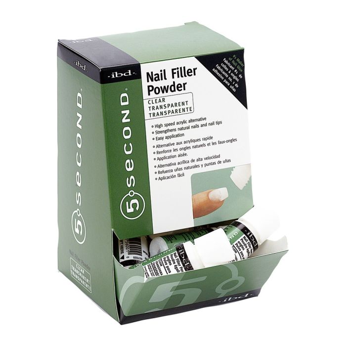 IBD 5 Second Nail Filler Powder Clear display 12x4g, poeder voor herstelling van de natuurlijke nagel