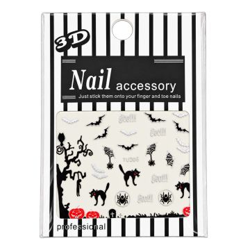 Halloween Nagelstickers – Zwarte Katten, Vleermuizen, Spinnen