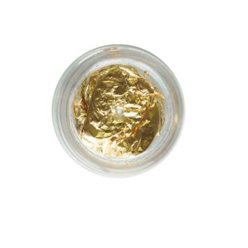 Potje met gold leaf nail art flakes goudfolie decoratie voor gelnagels en gellak