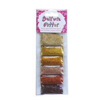 Bell’Ure glitter palette – zachte goud en koper nailart glitters (6 zakjes)