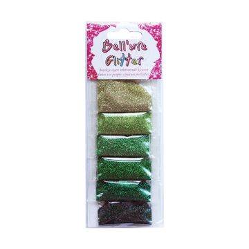 Bell’Ure glitter palette – groene nailart glitters (6 zakjes)