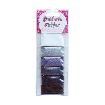 Bell’Ure glitter palette – wit tot zwart (6 zakjes) neutrale nailart glitters