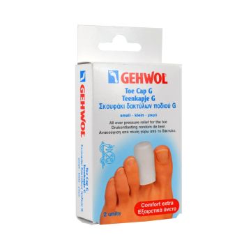 Gehwol Teenkapje G Small gedragen op teen in schoen