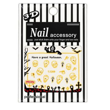 Halloween Nailsticker met doodskoppen, kruisen en spooky details