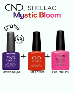 CND Shellac Mystic Bloom 201+ Hot or Knot + Hot Pop PInk + GRATIS Battle Royal