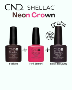 CND Shellac Neon Crown 2+1 Fedora + Pink Bikini + Rock Royalty GRATIS