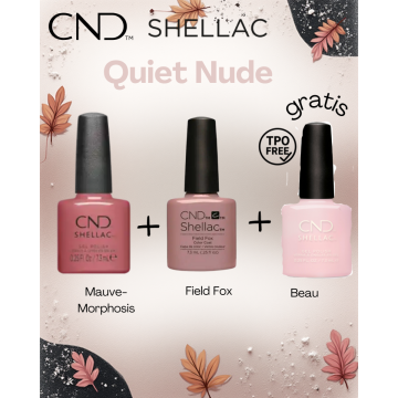 CND SHELLAC 2+1 Quiet Nude – Mauve Morphosis + Field Fox + Beau GRATIS